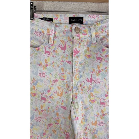 Talbots Pants Womens 2 Crop Legging Pastel Animal Print Stretch Summer‎ Casual - Picture 5 of 13